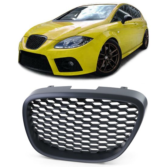 Zwarte gril zonder logo passend voor Seat Leon 1P, Altea 5P en Toledo III RS look