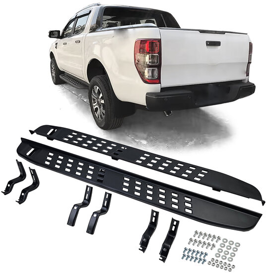 Treeplanken zwart passend voor Ford Ranger T6, T7 en T8 model 2012 - 2023