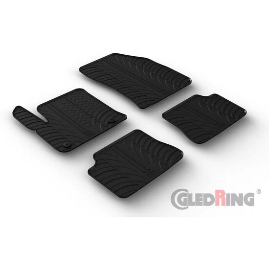  Gledring Rubbermatten passend voor Peugeot e-208 II &amp; Opel e-Corsa F 2019- / Mokka-e 2020- (T profiel 4-delig + montageclips)
