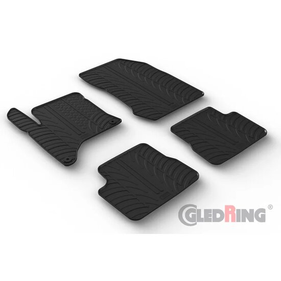 Gledring Rubbermatten passend voor Opel Corsa F MHEV 2024- &amp; Peugeot 208 II MHEV 2024- &amp; Peugeot 2008 II MHEV 2024- (T profiel 4-delig + montageclips)