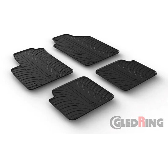 Gledring Rubbermatten passend voor Fiat 500 2013-2019 &amp; 2019- (T profiel 4-delig)
