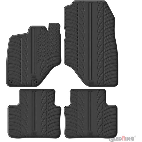  Gledring Rubbermatten passend voor Peugeot 5008 III Hybrid/PHEV 2024- (T profiel 4-delig + montageclips)
