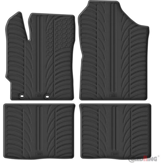 Gledring Rubbermatten passend voor Toyota Yaris 5 deurs 2011-2017 &amp; 2017-2020 (T profiel 4-delig + montageclips)