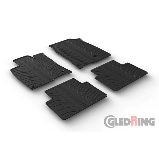 Gledring Rubbermatten passend voor Honda Civic Sedan/Hatchback 2017-2021 (T profiel 4-delig + montageclips)