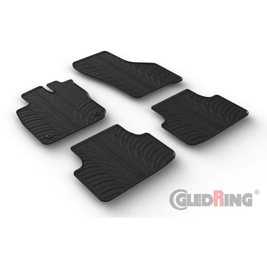 Gledring Rubbermatten passend voor Seat (+Cupra) Leon IV HB 5-deurs &amp; ST Sportstourer 2020- (T profiel 4-delig + montageclips)