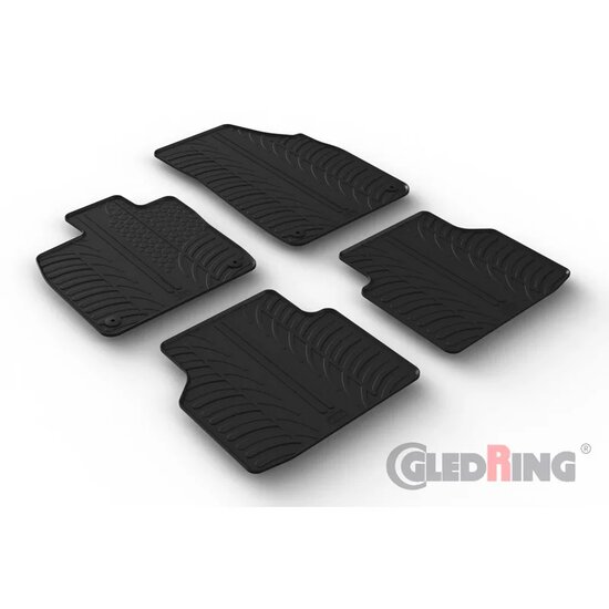 Gledring Rubbermatten passend voor Skoda Enyaq iV 2020- &amp; Enyaq Coupe iV 2022- (T profiel 4-delig + montageclips)