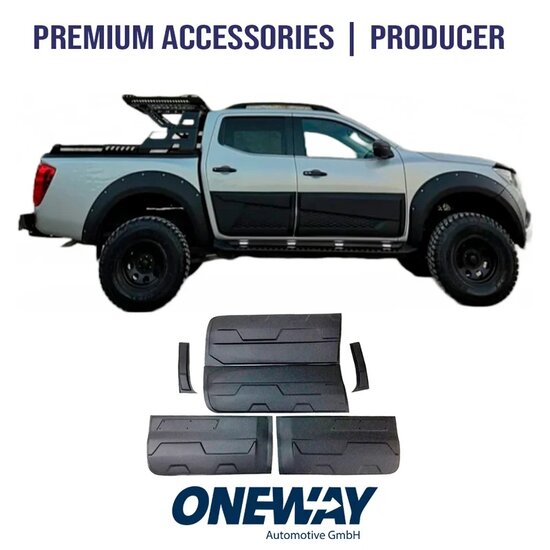 Oneway Set deurpanelen passend voor Ford Ranger T6/T7/T8 2012-2022 (Jumbo) - Matzwart