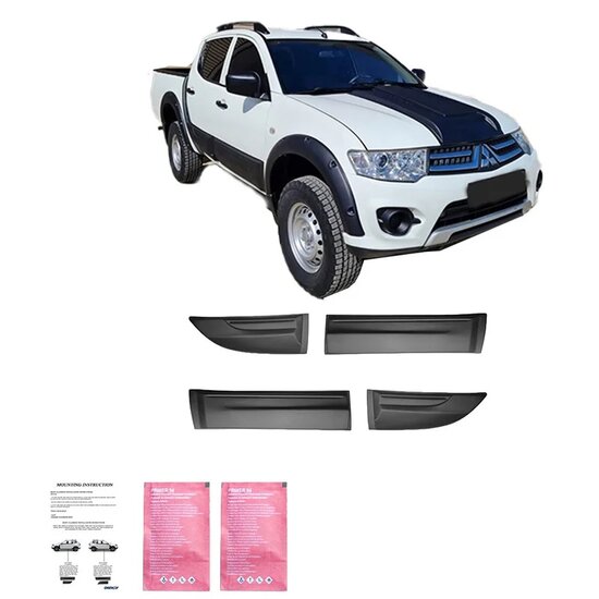 Oneway Set deurpanelen passend voor Mitsubishi L200 Triton 4 2007-2014 - Matzwart