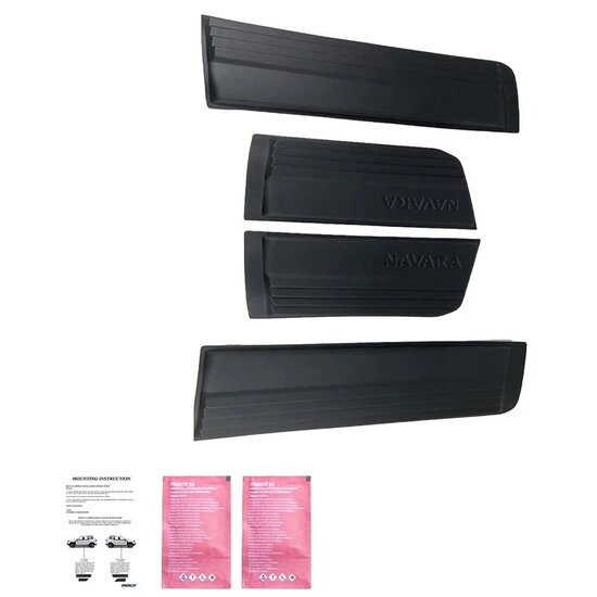Oneway Set deurpanelen passend voor Nissan Navara NP300 (D23) 2014-2021 - Matzwart
