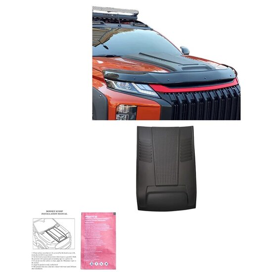 Oneway Motorkapluchtinlaat (Scoop) passend voor Mitsubishi L200 Triton 6 2019- - Matzwart