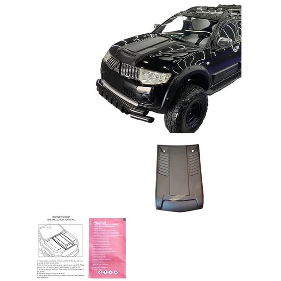  Oneway Motorkapluchtinlaat (Scoop) passend voor Mitsubishi L200 Triton 4 2007-2014 - Matzwart