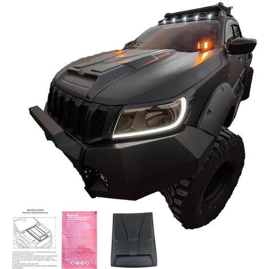 Oneway Motorkapluchtinlaat (Scoop) passend voor Nissan Navara D23 NP300 2014-2021 - Matzwart
