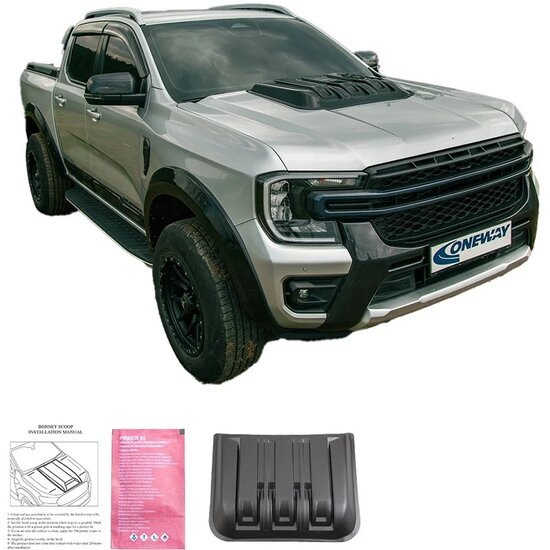 Oneway Motorkapluchtinlaat (Scoop) passend voor Ford Ranger T9 2022- - Matzwart