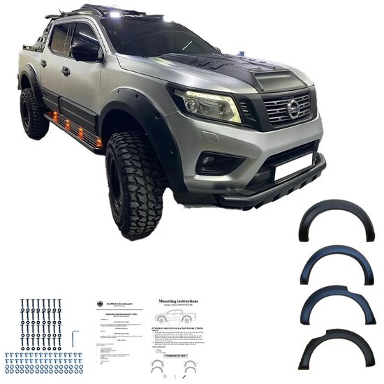 Oneway Set spatbordverbreders (Fender Flares) passend voor Nissan Navara NP300 (D23) 2017-2021 - Matzwart