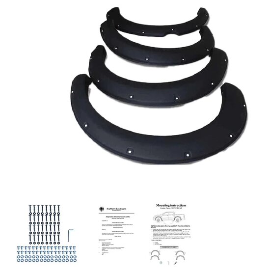 Oneway Set spatbordverbreders (Fender Flares) passend voor Mitsubishi L200 Triton 5 2015-2019 &amp; Fiat Fullback 2015-2019 - Matzwart