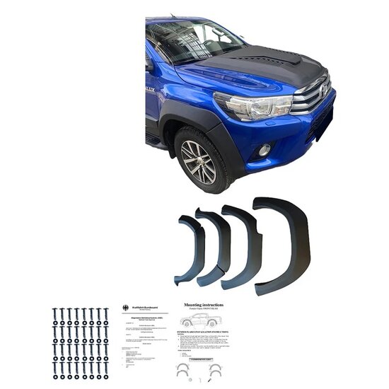 Oneway Set spatbordverbreders (Fender Flares) passend voor Toyota Hilux 2015-2020 - Matzwart