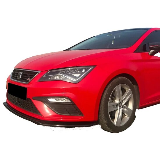 Oneway Voorspoilerlip passend voor Seat Leon (5F) HB/SC/ST FR/Cupra Facelift 2017-2020 - Versie 2 - Glanzend zwart