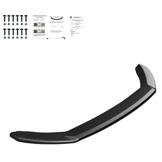 Oneway Voorspoilerlip passend voor Seat Leon (5F) HB/SC/ST FR/Cupra Facelift 2017-2020 - Versie 2 - Glanzend zwart