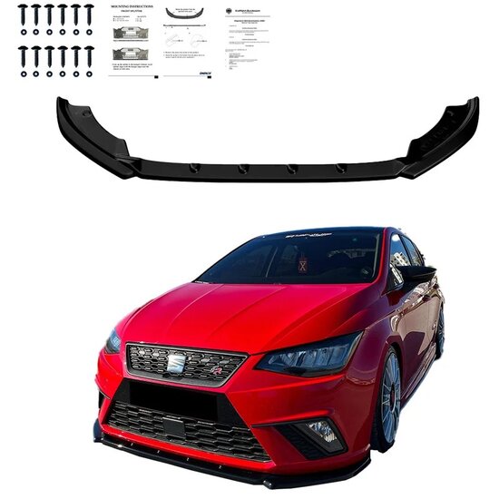 Oneway Voorspoilerlip passend voor Seat Ibiza (6F) 2017- incl. FR - Glanzend zwart
