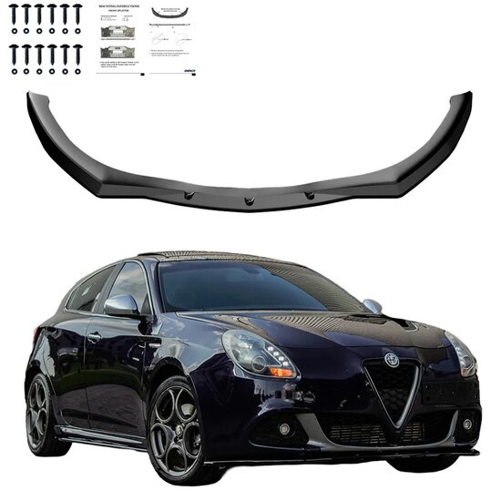 Oneway Voorspoilerlip passend voor Alfa Romeo Giulietta 2010-2020 - Glanzend zwart