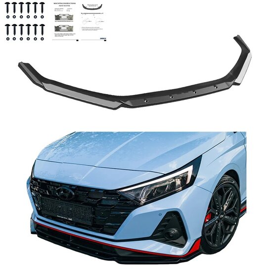 Oneway Voorspoilerlip passend voor Hyundai I20 N MK3 2020- - Glanzend zwart