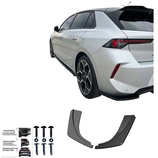 Oneway Achterbumperskirts (Hoeken) passend voor Opel Astra L HB 5-deurs 2021- - Glanzend zwart