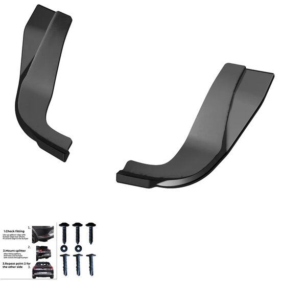 Oneway Achterbumperskirts (Hoeken) passend voor Hyundai I20 N MK3 2020- - Glanzend zwart