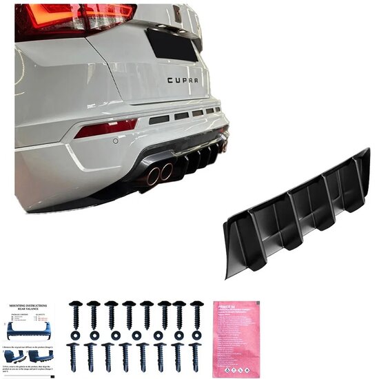 Oneway Achterbumperskirt (Diffuser) passend voor Cupra Ateca 2018- - Glanzend zwart