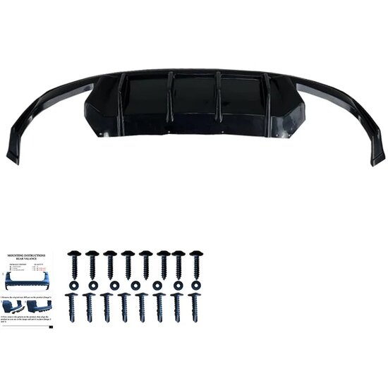  Oneway Achterbumperskirt (Diffuser) passend voor Skoda Octavia IV RS HB/Kombi 2020- - Glanzend zwart