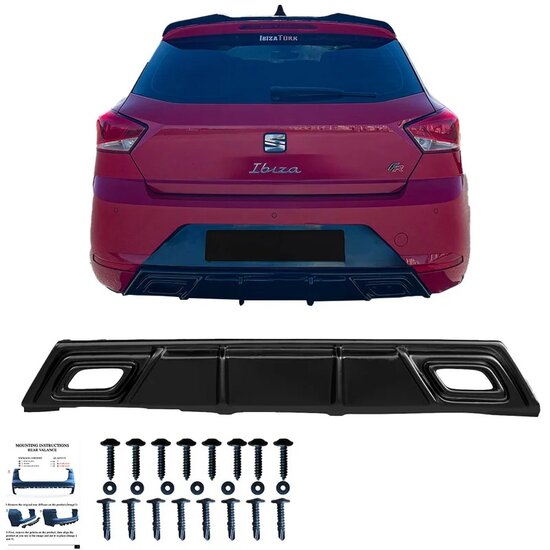 Oneway Achterbumperskirt (Diffuser) passend voor Seat Ibiza (6F) 2017- incl. FR - Glanzend zwart
