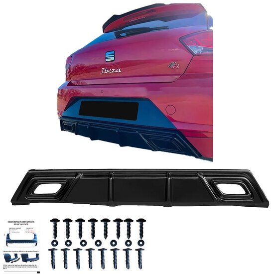 Oneway Achterbumperskirt (Diffuser) passend voor Seat Ibiza (6F) 2017- incl. FR - Glanzend zwart