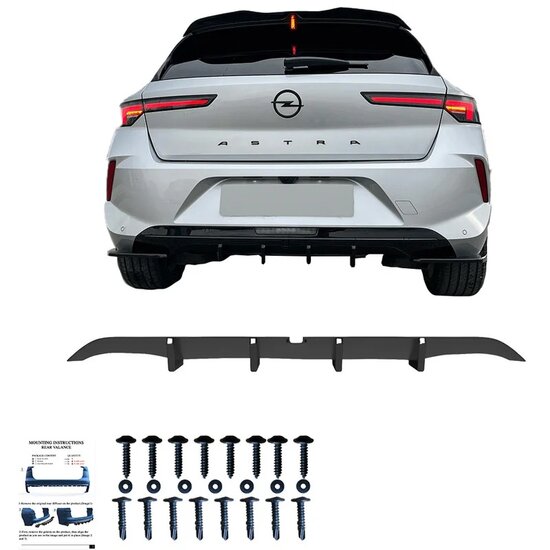 Oneway Achterbumperskirt (Diffuser) passend voor Opel Astra L HB 5-deurs 2021- - Glanzend zwart