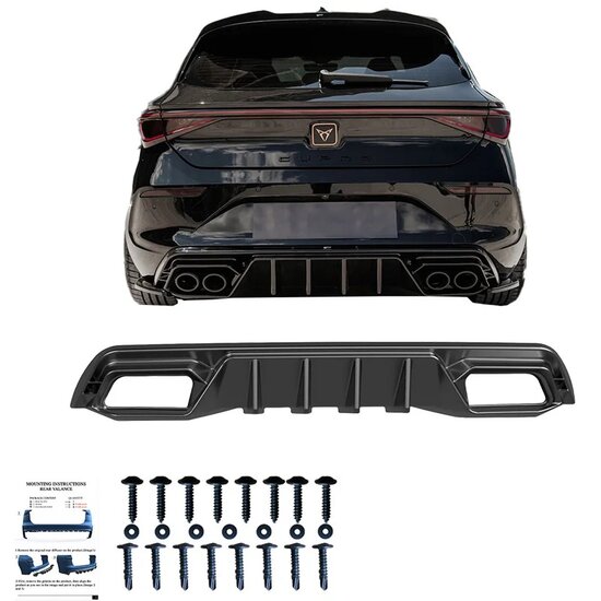 Oneway Achterbumperskirt (Diffuser) passend voor Cupra Leon HB MK1 2020- - Glanzend zwart