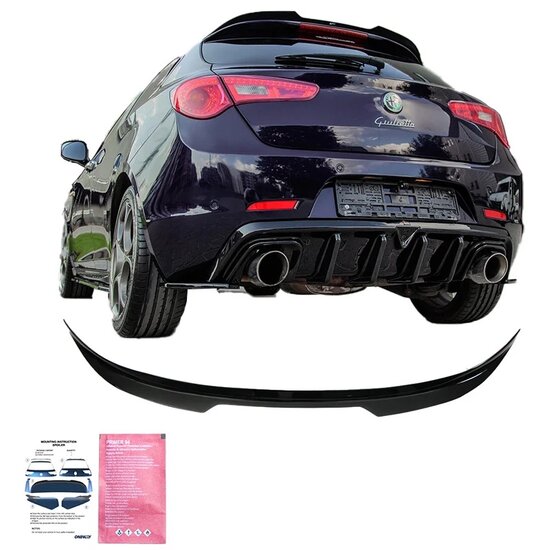 Oneway Dakspoiler (Cap) passend voor Alfa Romeo Giulietta 2010-2020 - Glanzend zwart