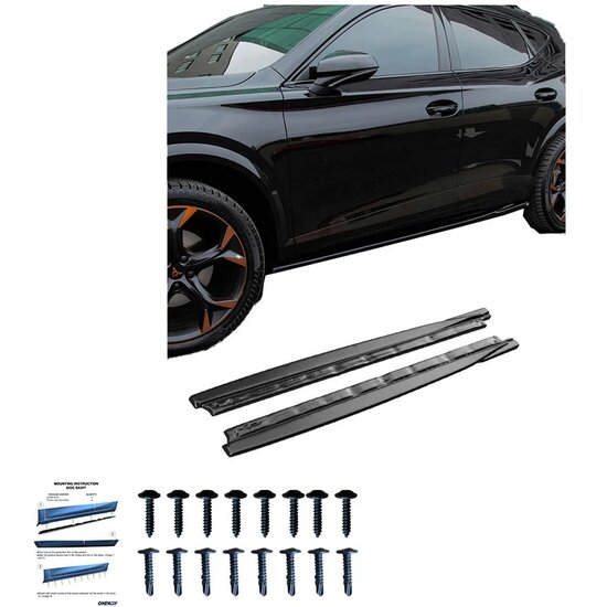 Oneway Set Sideskirts passend voor Cupra Formentor 2020-2024 &amp; Facelift 2024- - Glanzend zwart