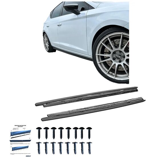 Oneway Set Sideskirts passend voor Seat Leon (5F) HB/ST 2013-2020 - Glanzend zwart