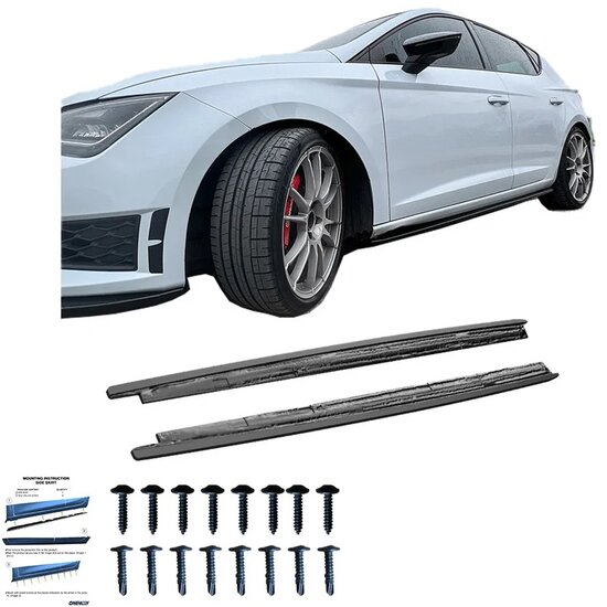 Oneway Set Sideskirts passend voor Seat Leon (5F) HB/ST 2013-2020 - Glanzend zwart