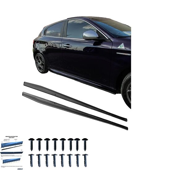 Oneway Set Sideskirts passend voor Alfa Romeo Giulietta Sport 2010-2020 - Glanzend zwart