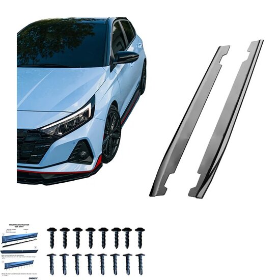 Oneway Set Sideskirts passend voor Hyundai I20 N MK3 2020- - Glanzend zwart