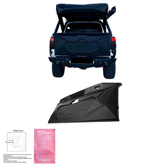 Oneway Achterklepcover passend voor Mitsubishi L200 Triton 5/6 2015- - Matzwart