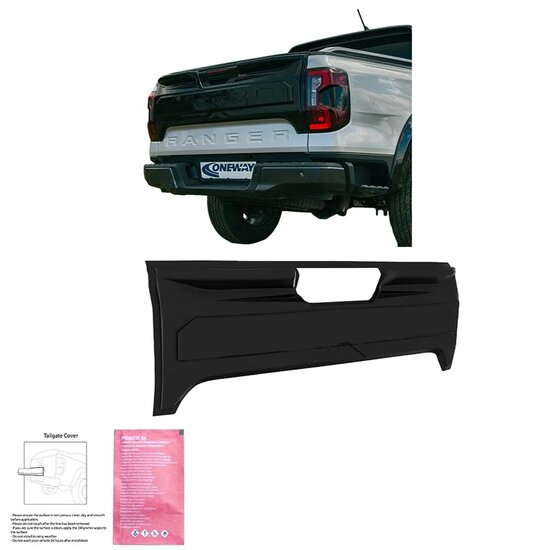  Oneway Achterklepcover passend voor Ford Ranger T9 2022- - Matzwart