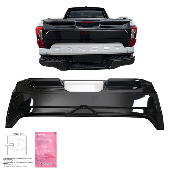  Oneway Achterklepcover passend voor Ford Ranger T9 2022- - Glanzend zwart
