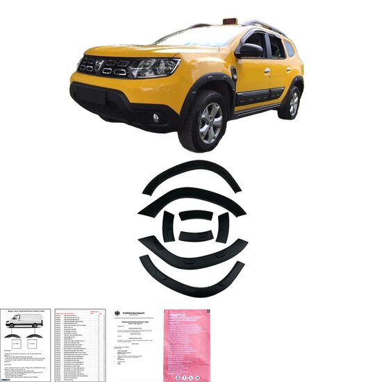 Oneway Set spatbordverbreders (Trims) passend voor Dacia Duster II 2018-2024 (Off-Road) - Matzwart