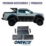 Oneway Set deurpanelen passend voor Ford Ranger T6/T7/T8 2012-2022 (Jumbo) - Matzwart