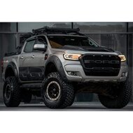 Oneway Set deurpanelen passend voor Ford Ranger T6/T7/T8 2012-2022 (Jumbo) - Matzwart