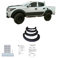 Oneway Set spatbordverbreders (Fender Flares) passend voor Mitsubishi L200 Triton 5 2015-2019 &amp; Fiat Fullback 2015-2019 - Matzwart