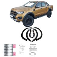 Oneway Set spatbordverbreders (Fender Flares) passend voor Ford Ranger T8 2019-2022 (met Tape) - Matzwart