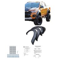 Oneway Set spatbordverbreders (Fender Flares) passend voor Ford Ranger T8 2019-2022 - Matzwart