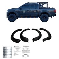 Oneway Set spatbordverbreders (Fender Flares) passend voor Nissan Navara D40 2005-2010 - Matzwart