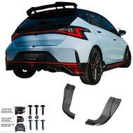 Oneway Achterbumperskirts (Hoeken) passend voor Hyundai I20 N MK3 2020- - Glanzend zwart